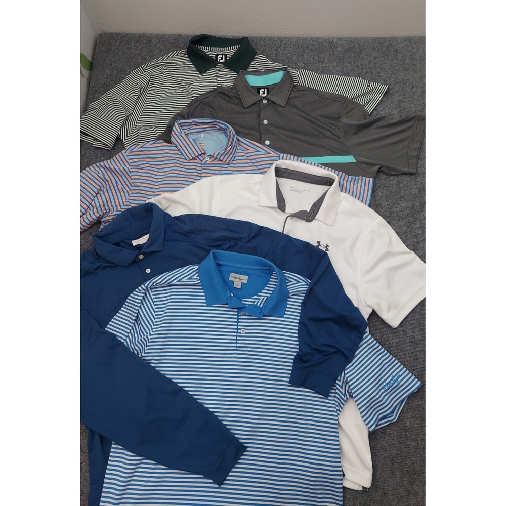 Lot 6 FOOTJOY UNDER ARMOUR HAGEN HOGAN golf Shirt Mens Large Performance Polo